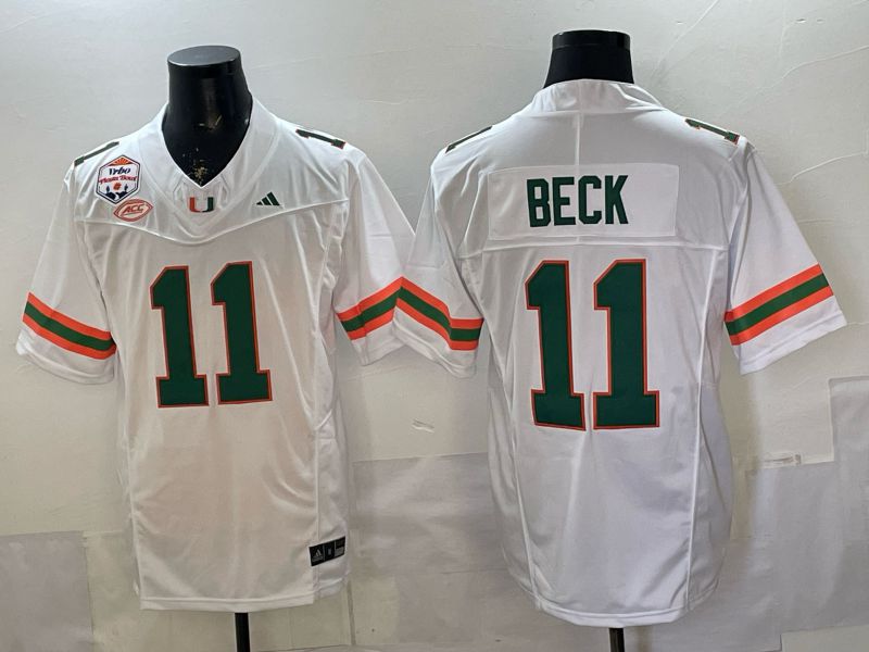 Men 2026 Miami Hurricanes #11 Beck White 3th generations Limited NCAA Jersey 0015